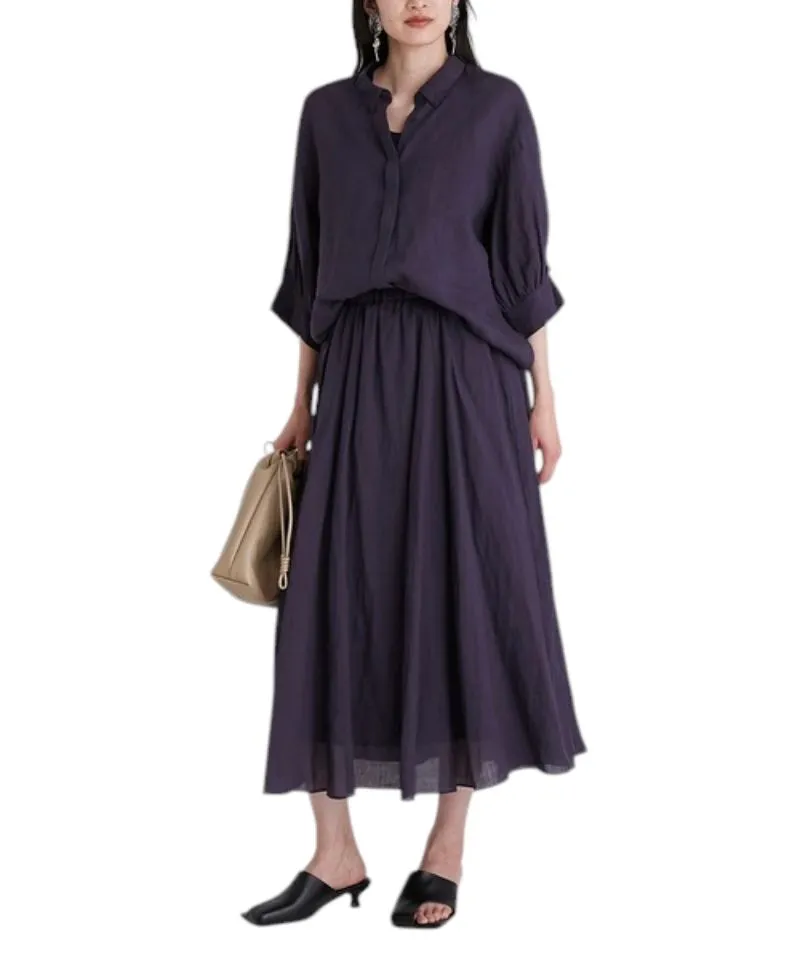 Minimalist Casual Maxi skirt Wanita gray photo 1
