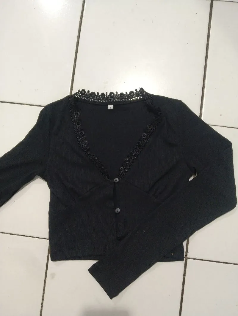 Casual Crop top Wanita black photo 1