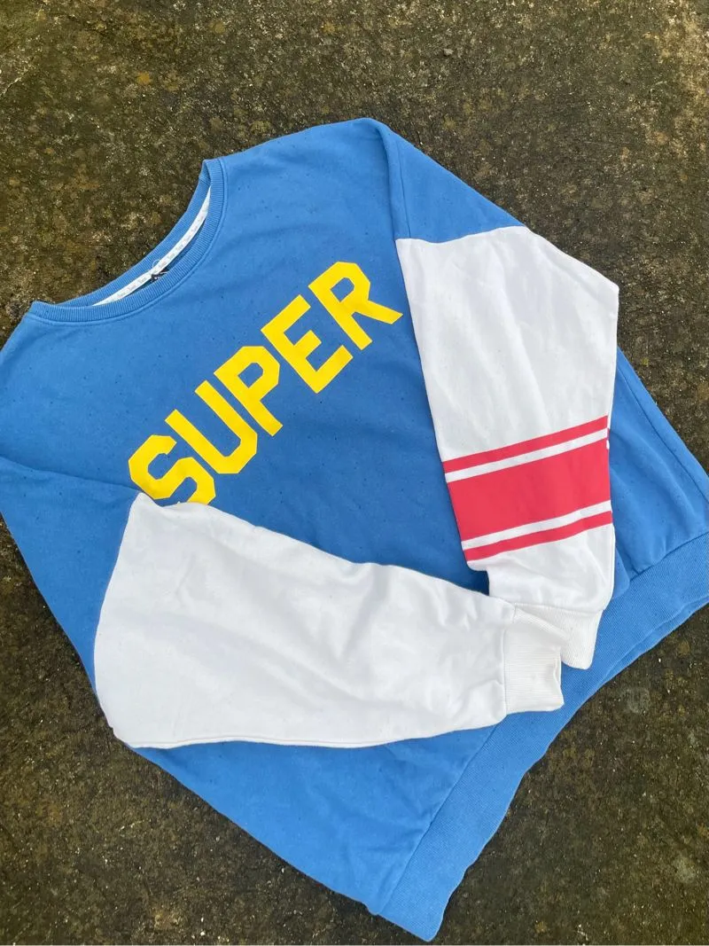 Skater Sportswear Sweatshirt Pria white blue photo 1