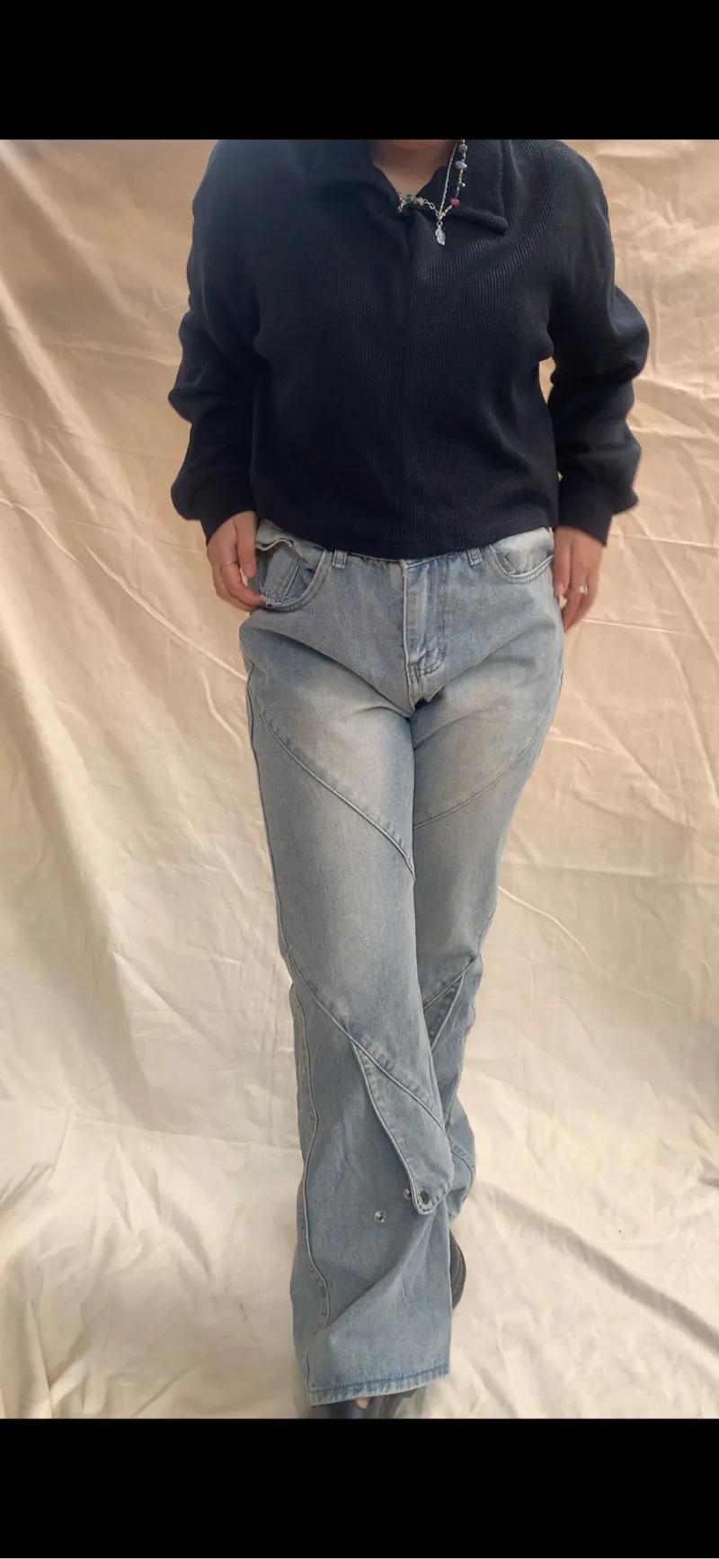 Streetwear Y2K Flare pants Wanita gray photo 1