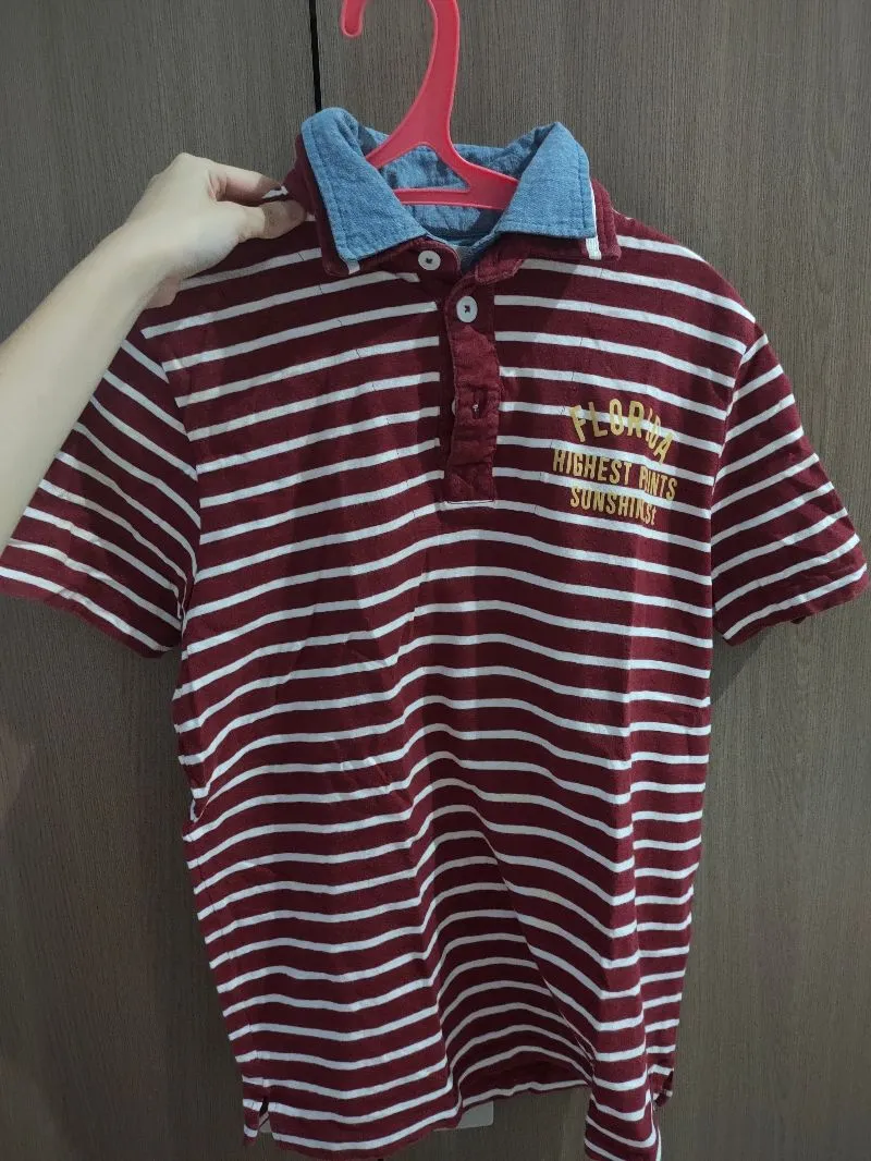 Casual T-shirt Wanita burgundy navy photo 1