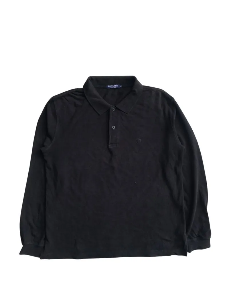 Hangten Grunge Emo Polo shirt Pria black photo 1