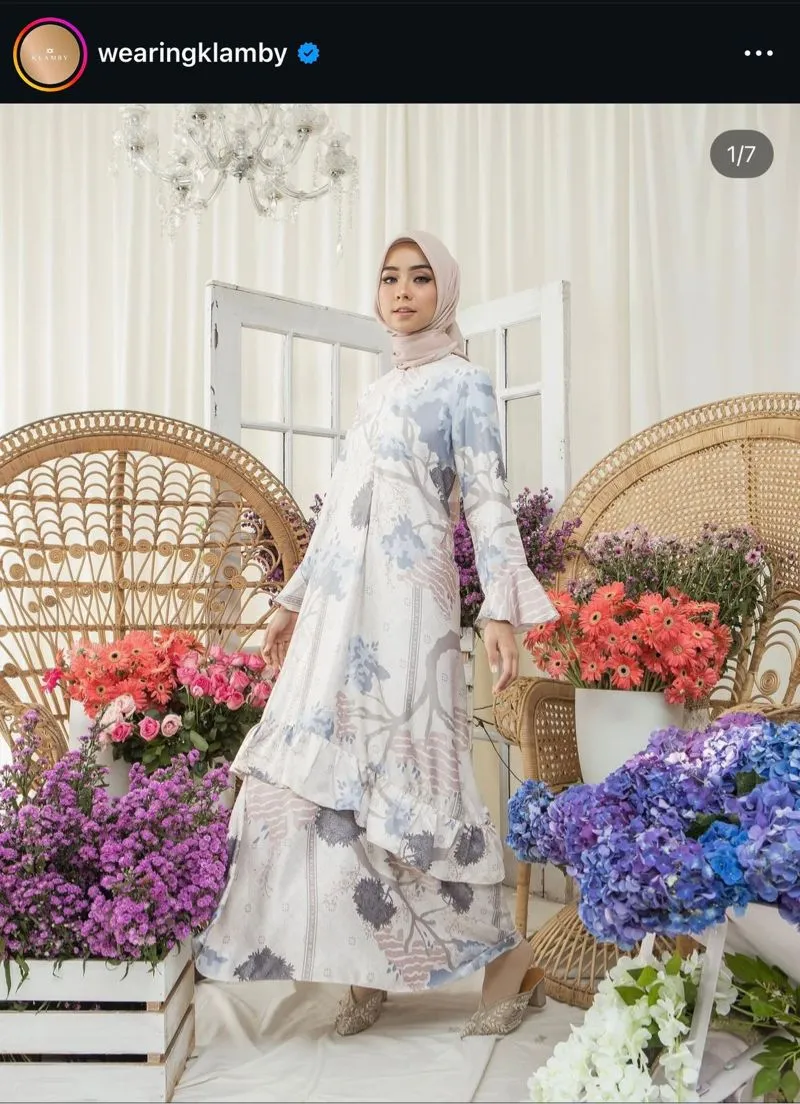Muslim Casual dress Wanita gray photo 1