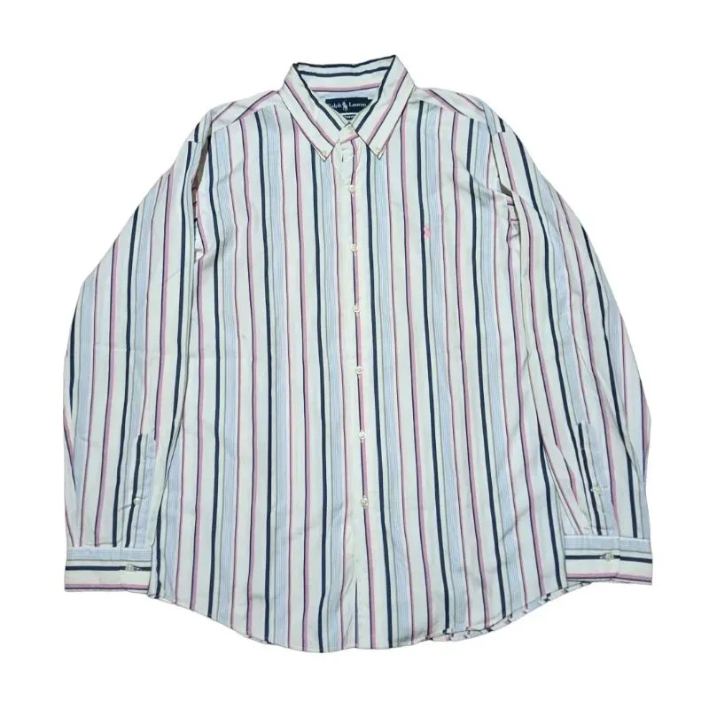 Polo Ralph Lauren Vintage Streetwear Formal shirt Pria white pink photo 1
