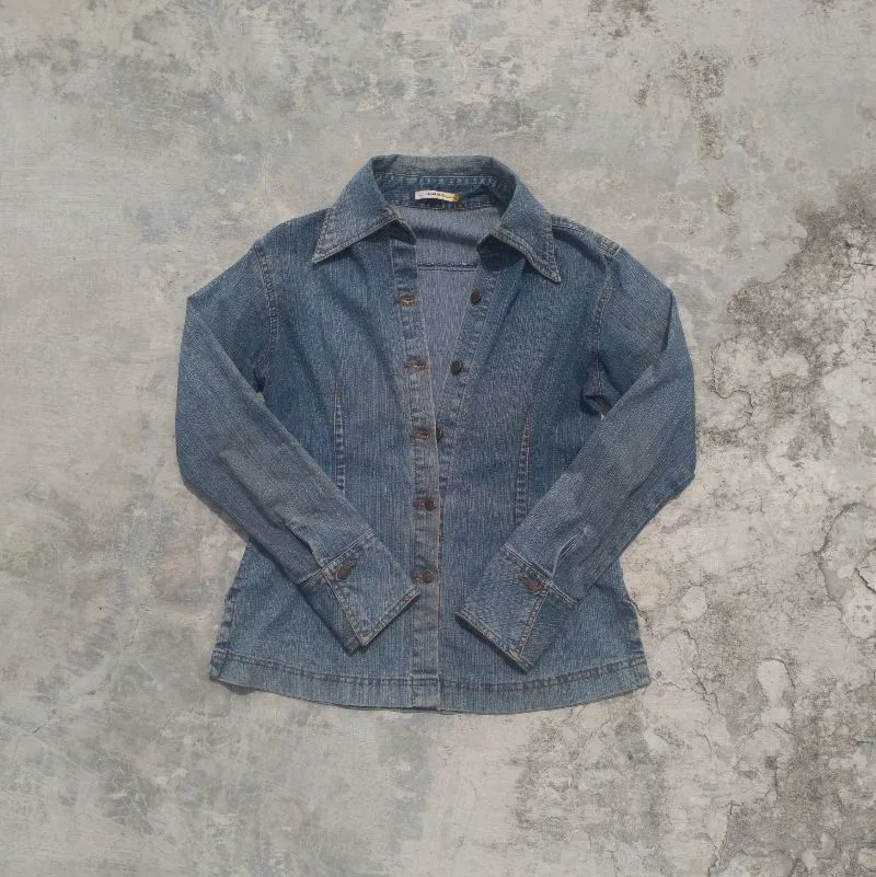 Vintage Streetwear Denim jacket Wanita white navy photo 1
