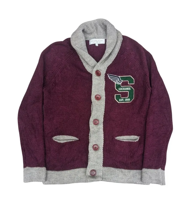 Vintage Streetwear Cardigan Pria burgundy photo 1