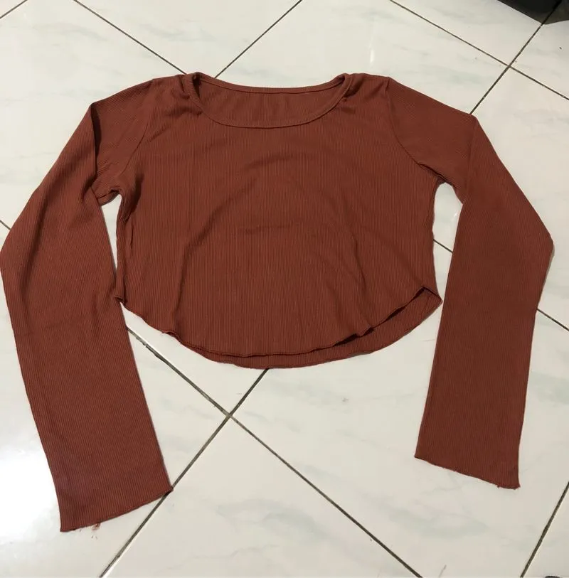 Casual Crop top Wanita brown photo 1