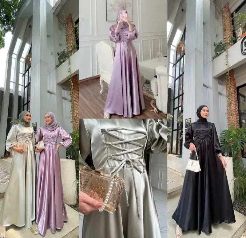 Luxury Muslim Maxi dress Wanita black photo 1