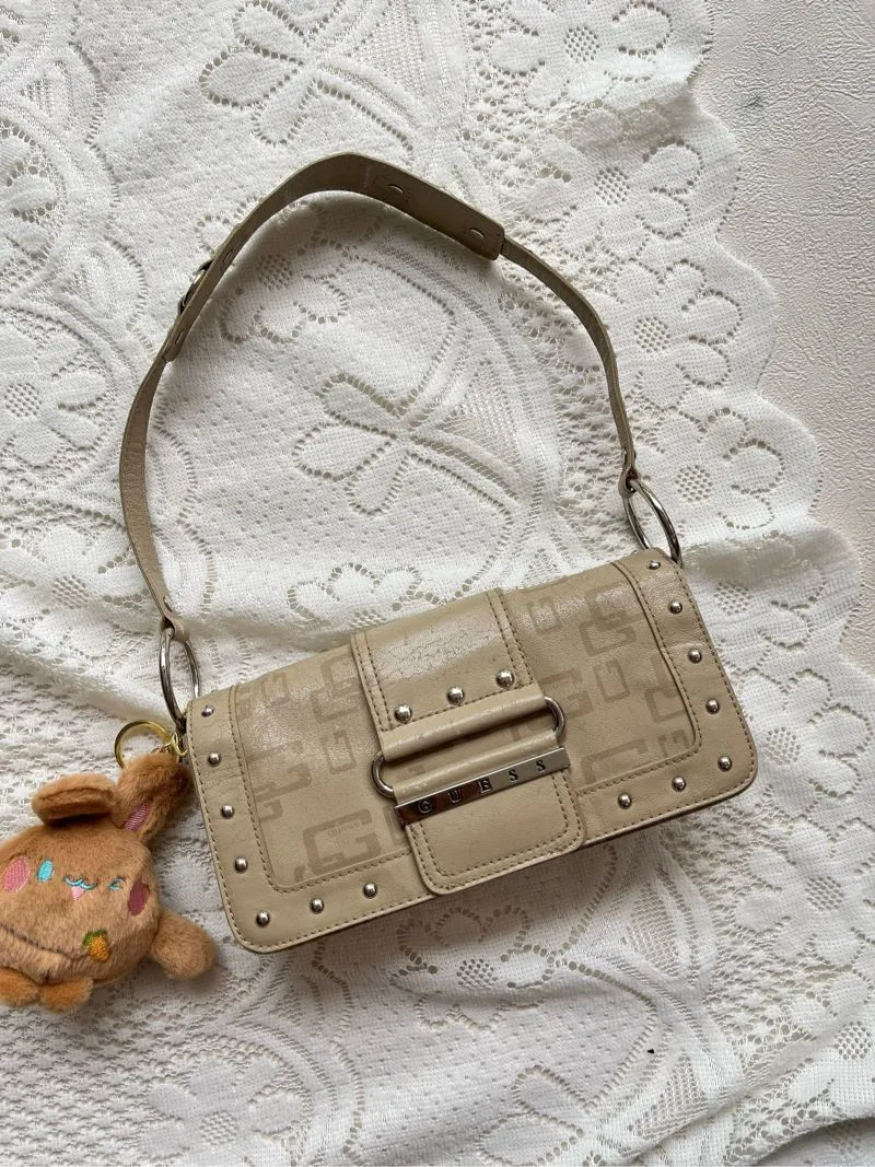 Guess Vintage Y2K Shoulder bag Wanita tan cream photo 1