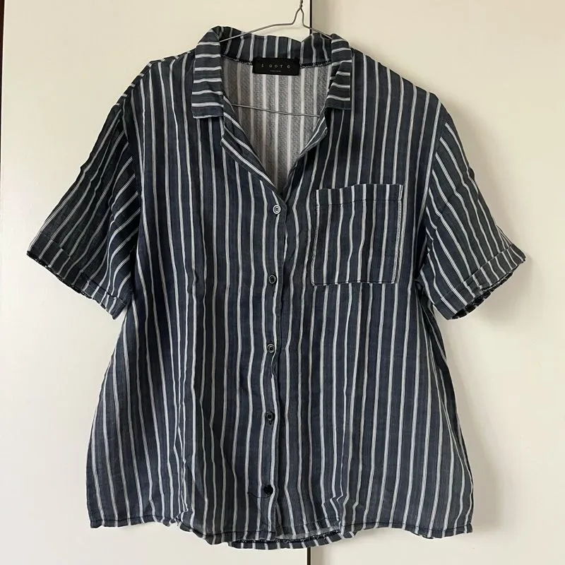 I Got C Vintage Casual Shirt Wanita white navy photo 1