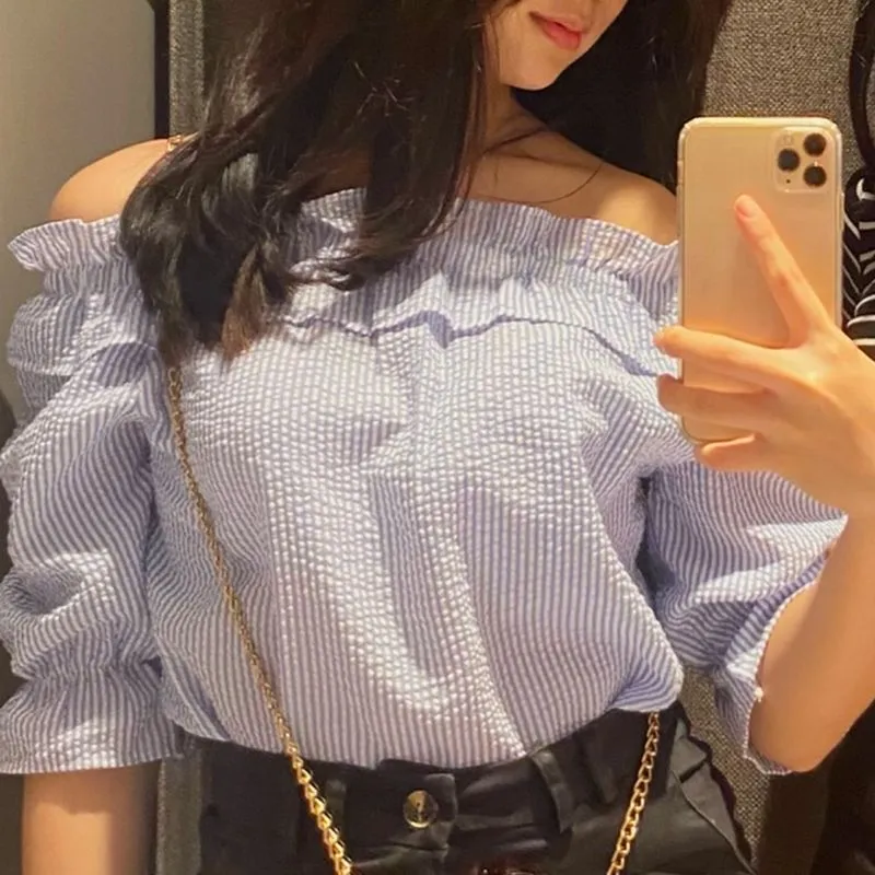 Coquette Casual Crop top Wanita blue photo 1
