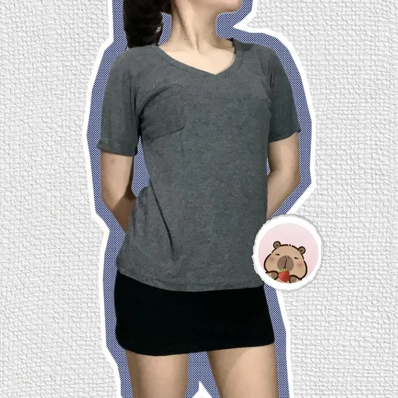 Casual T-shirt Wanita gray photo 1