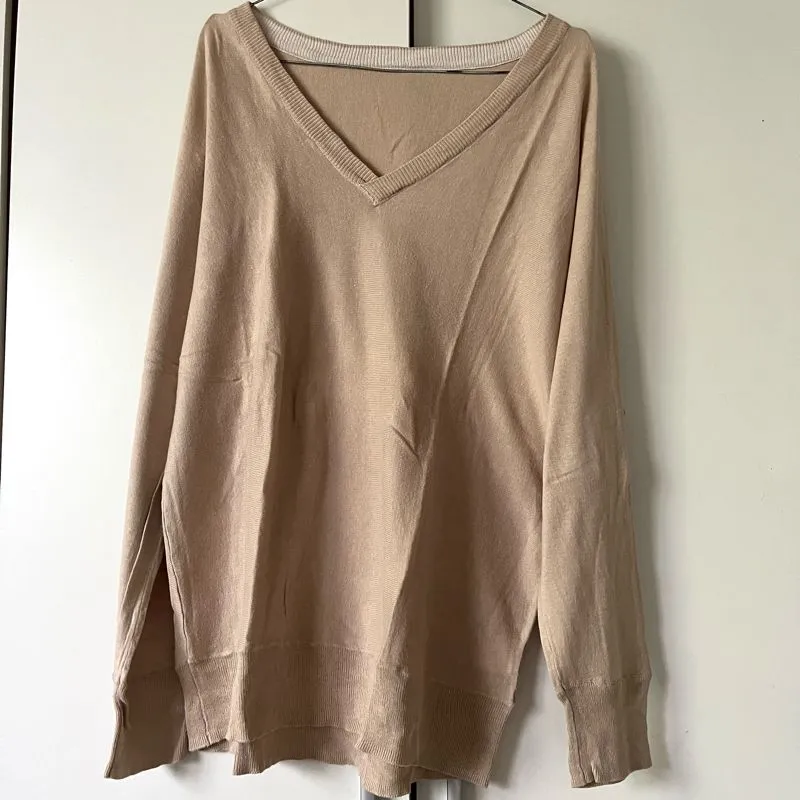 Vintage Avant Garde Sweatshirt Wanita white tan photo 1