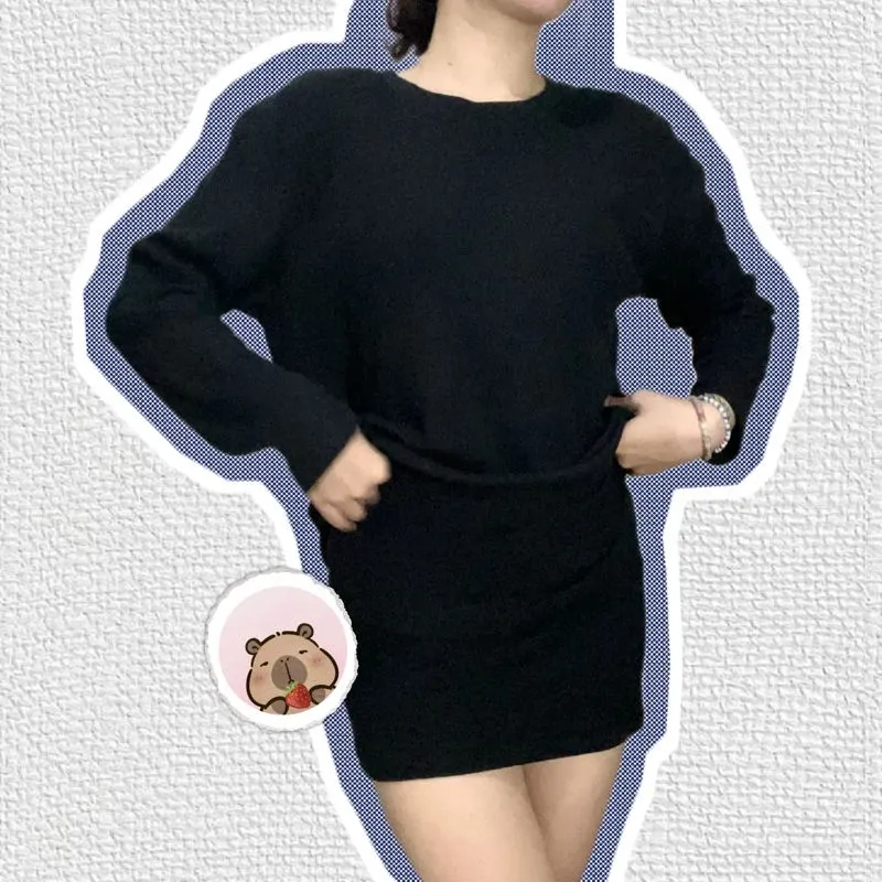 Minimalist Casual Sweater Wanita black photo 1