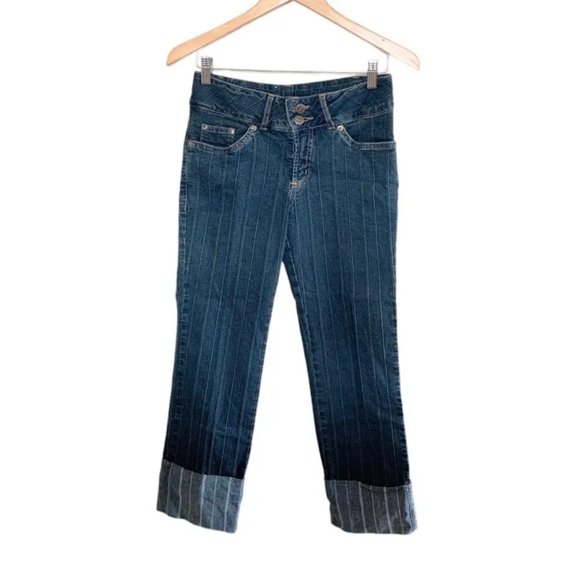 Vintage Y2K Skinny jeans Wanita navy blue photo 1