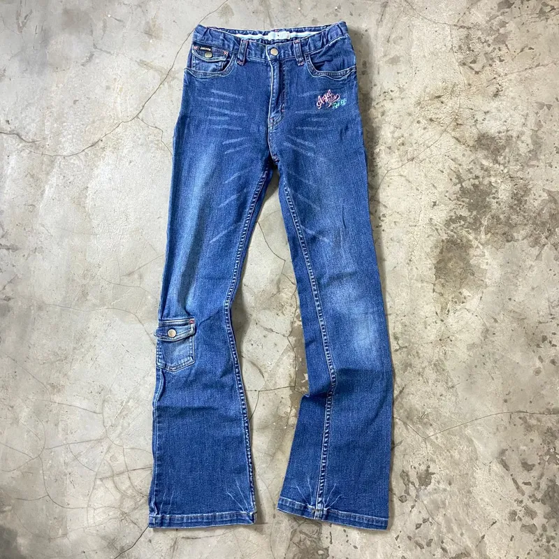 Angel Blue Streetwear Y2K High waisted jeans Wanita blue photo 1