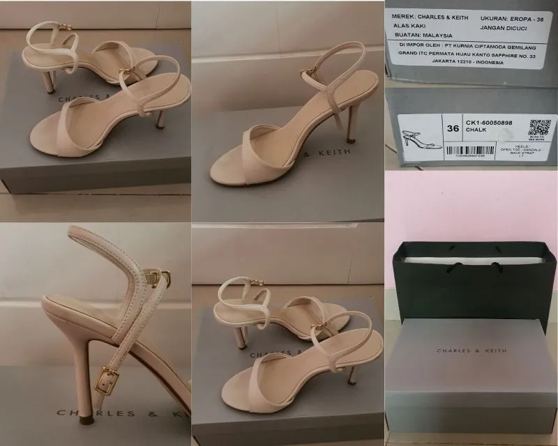 Charles and Keith Minimalist Heels Wanita white photo 1
