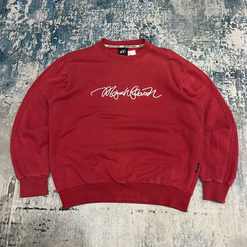 Japanese brand Vintage Y2K Sweater Pria burgundy red photo 1