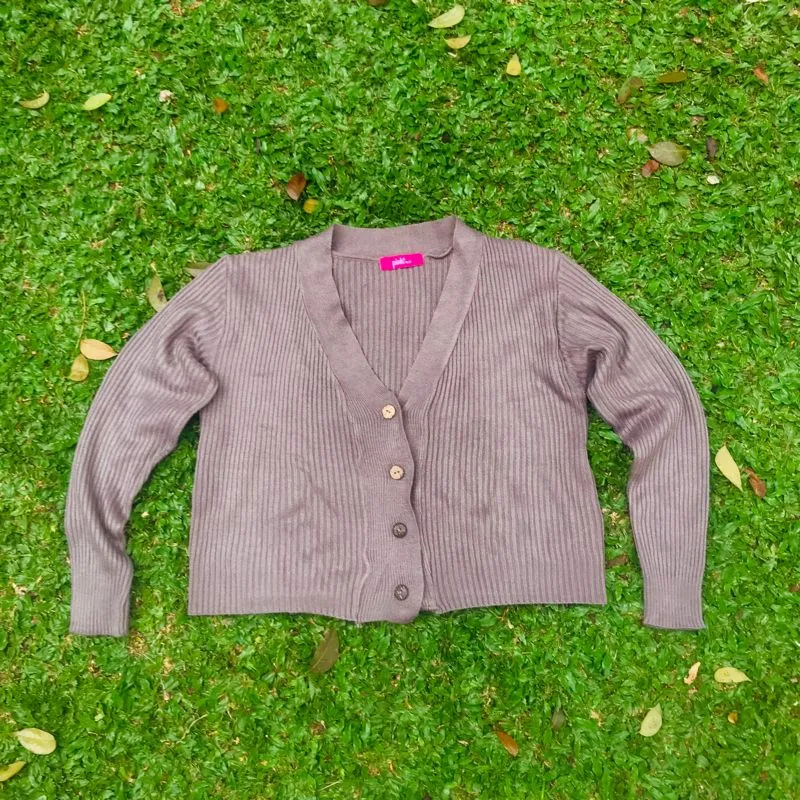 Vintage Cardigan Wanita burgundy brown photo 1