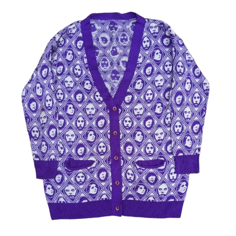 Streetwear Y2K Sweater Pria purple white photo 1