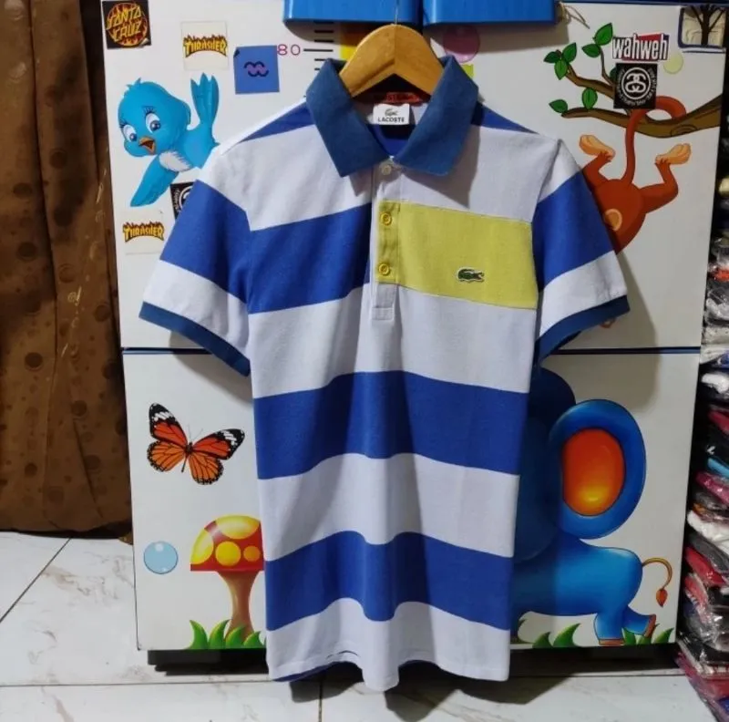 Lacoste Streetwear Luxury Polo shirt Pria white blue photo 1