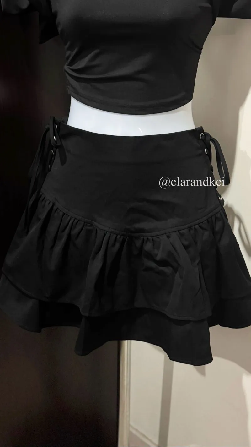 Shein Y2K Coquette Skirt Wanita black photo 1