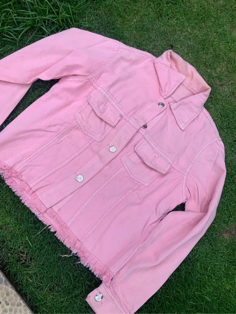 Y2K Denim jacket Wanita pink photo 1
