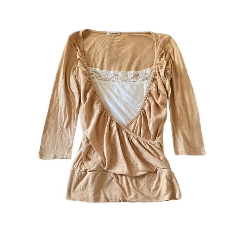Japanese brand Fairy Coquette Shirt Wanita tan cream photo 1