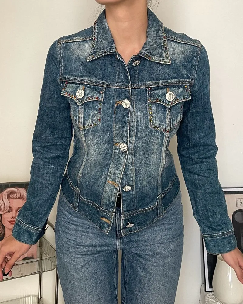 Vintage Casual Denim jacket Wanita blue photo 1
