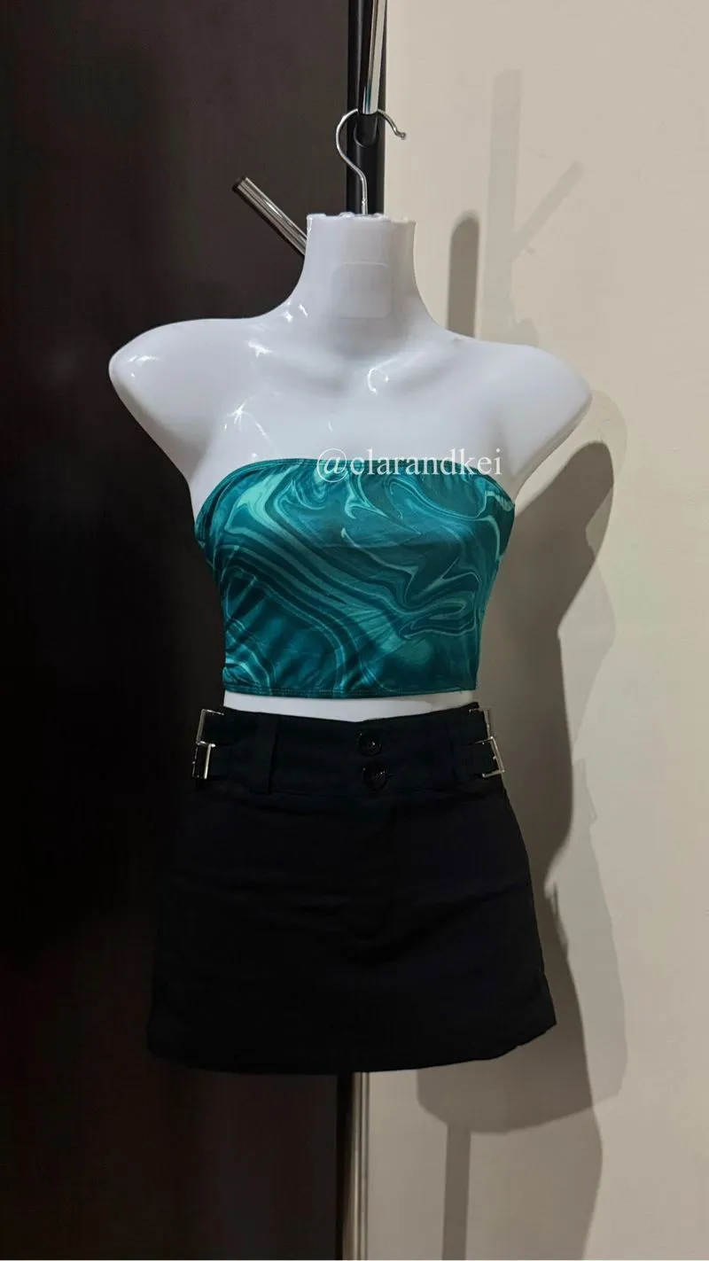 Shein Vintage Y2K Crop top Wanita green photo 1