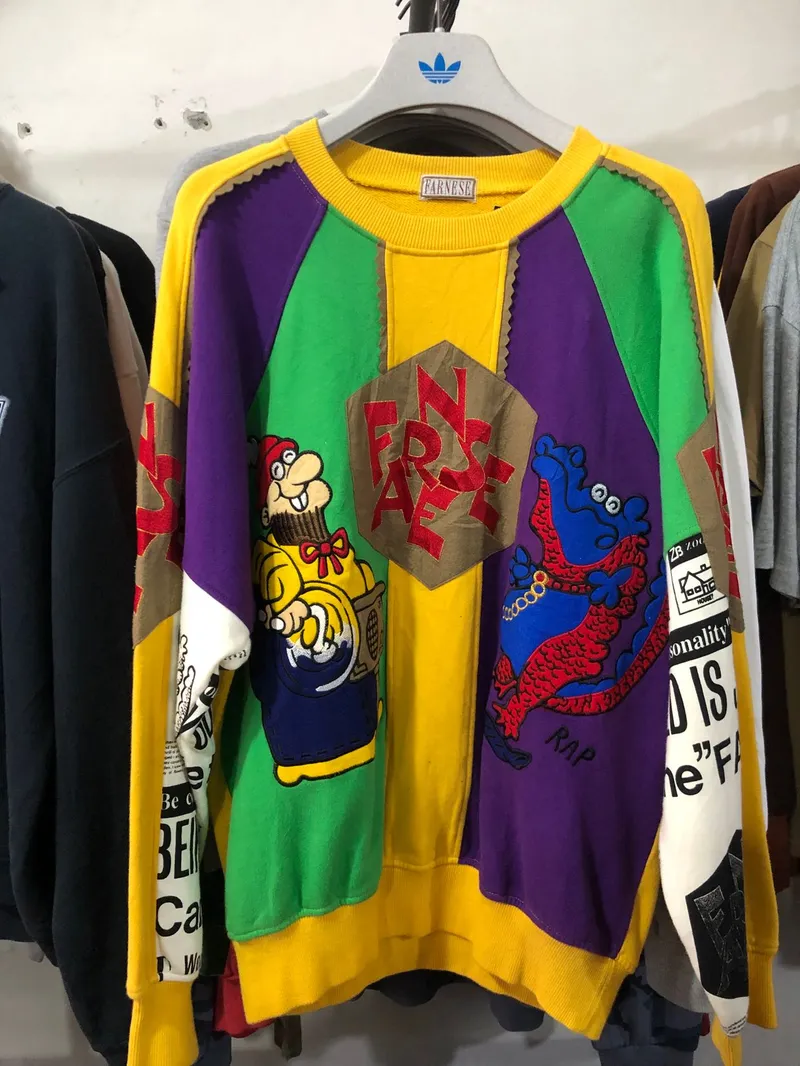 Farnese Streetwear Y2K Sweatshirt Pria green yellow photo 1