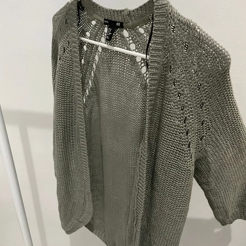 H&M Streetwear Casual Cardigan Wanita green photo 1