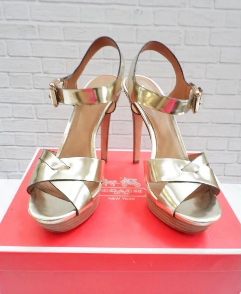 Coach Luxury Casual Heels Wanita gold silver photo 1