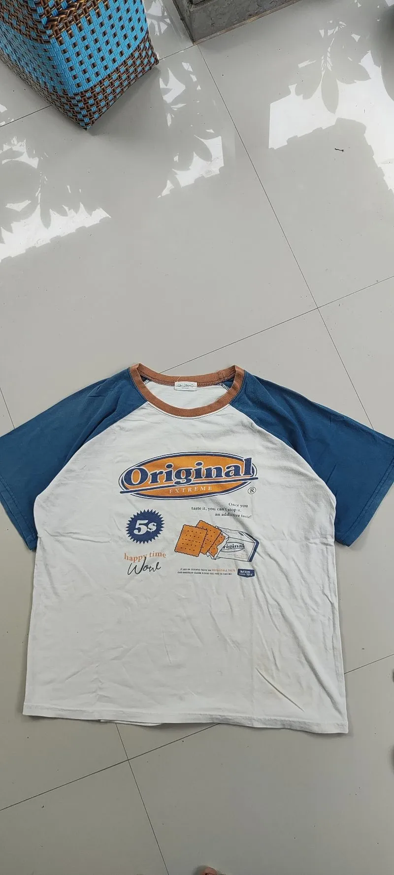 Streetwear Skater T-shirt Pria white blue photo 1