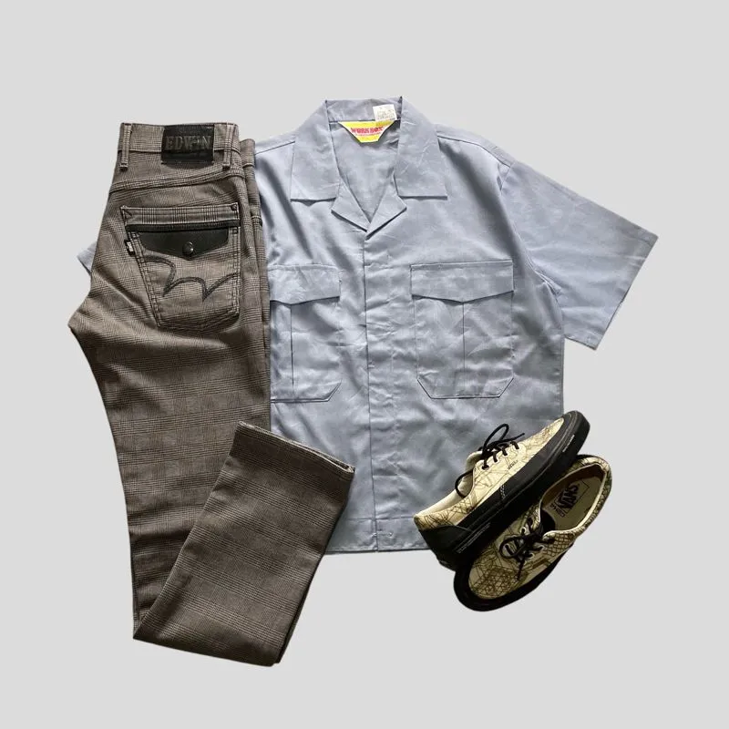 Japanese brand Vintage Y2K Casual shirt Pria gray blue photo 1