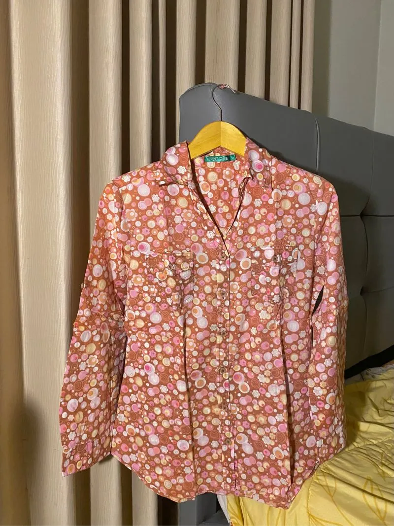 Casual Muslim Shirt Wanita pink orange photo 1