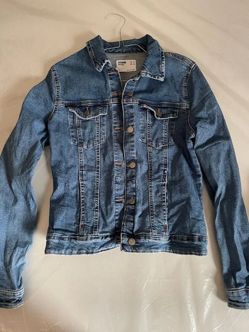 Bershka Casual Denim jacket Wanita navy photo 1