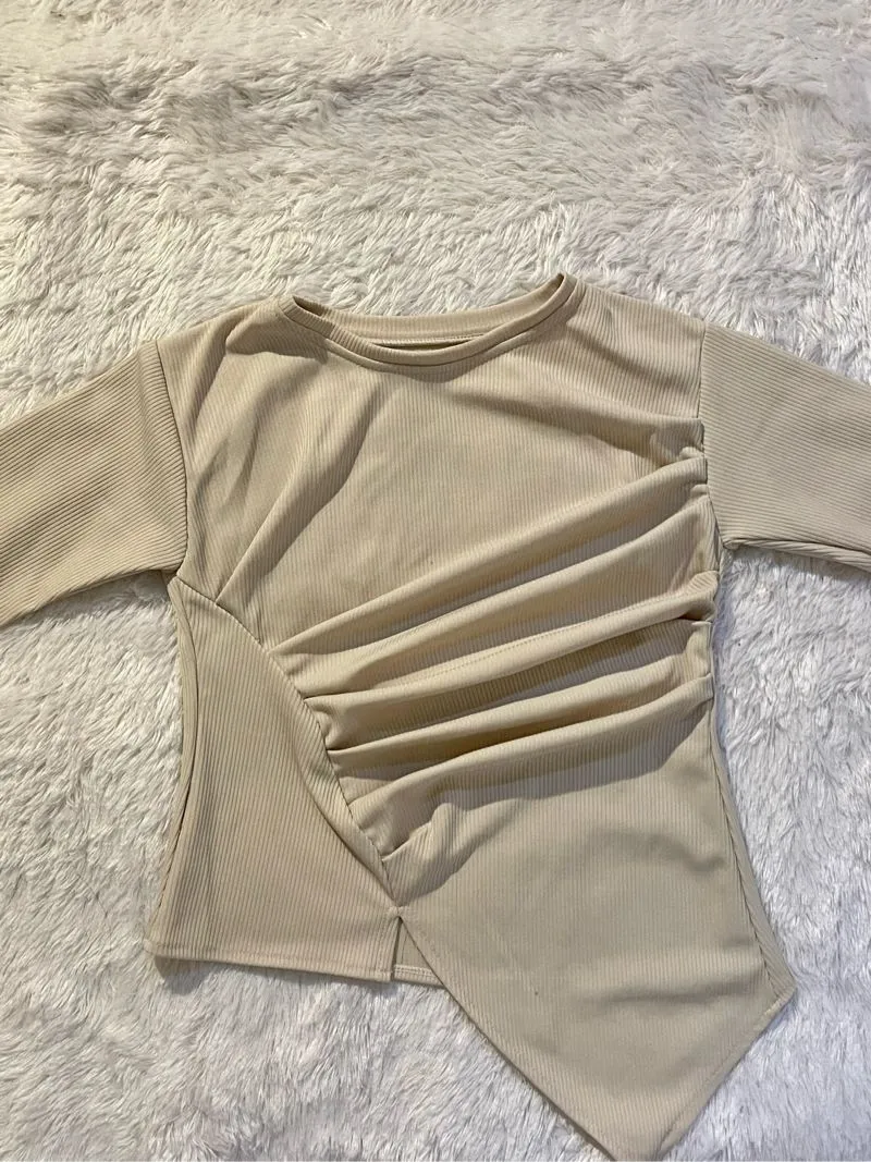Casual Crop top Wanita tan photo 1