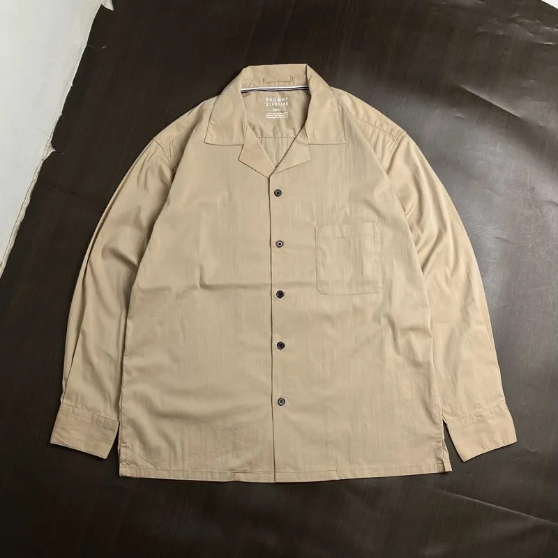 Casual Formal shirt Pria tan photo 1