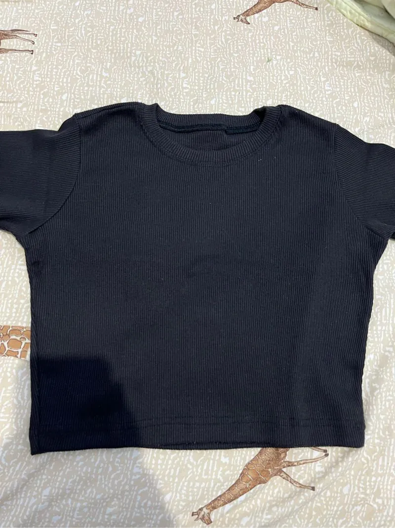 Y2K Casual Crop top Wanita black photo 1