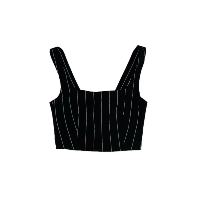 H&M Casual Crop top Wanita white black photo 1