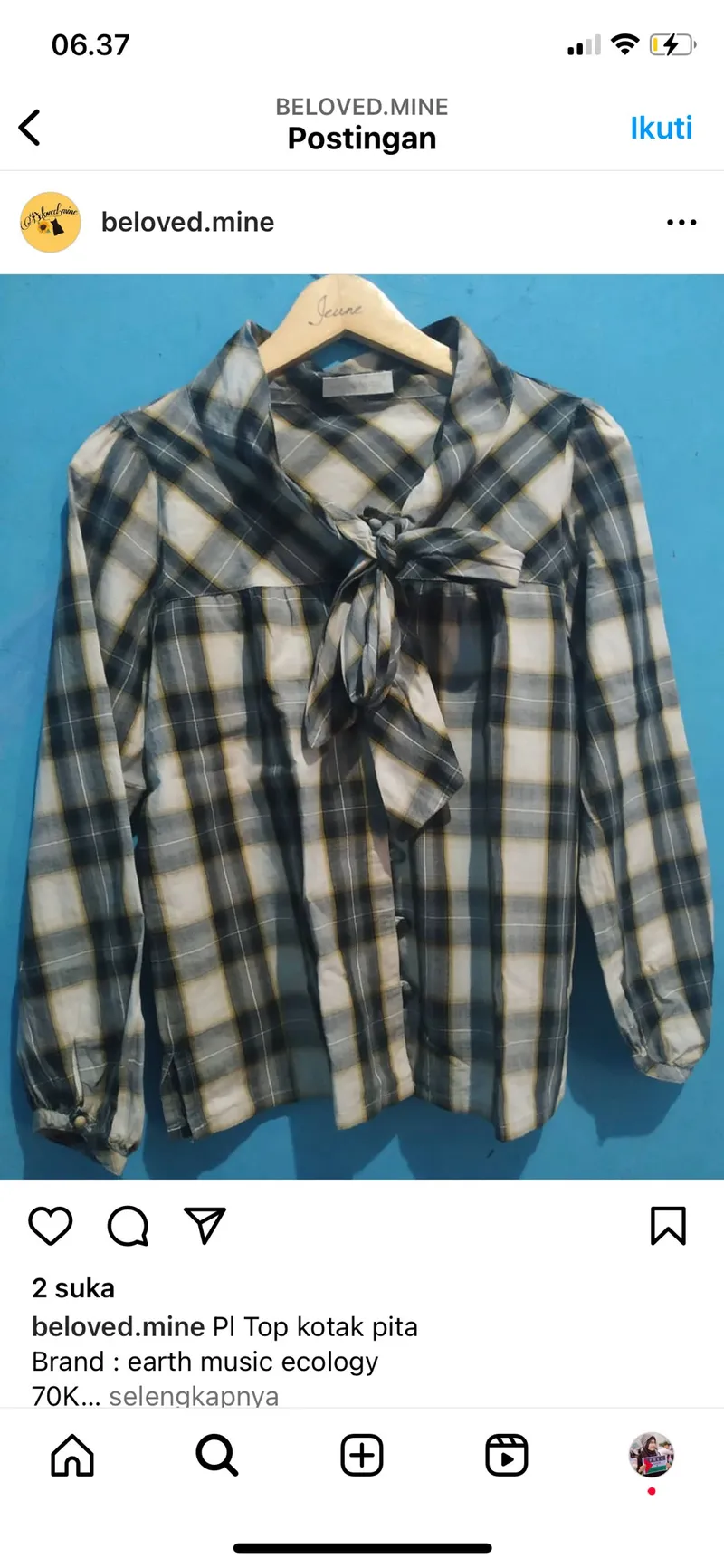 Casual Shirt Wanita black gray photo 1
