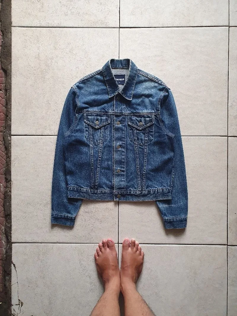 Uniqlo Vintage Grunge Denim jacket Pria blue photo 1