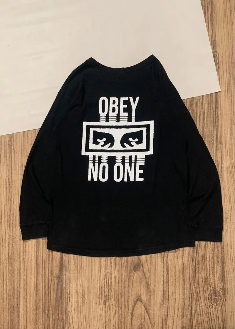 Obey Vintage Streetwear T-shirt Pria black photo 1