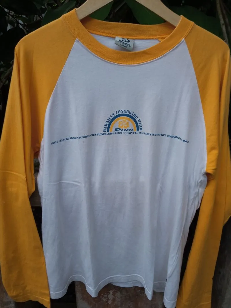 Piko Sports Vintage Casual T-shirt Pria white yellow photo 1
