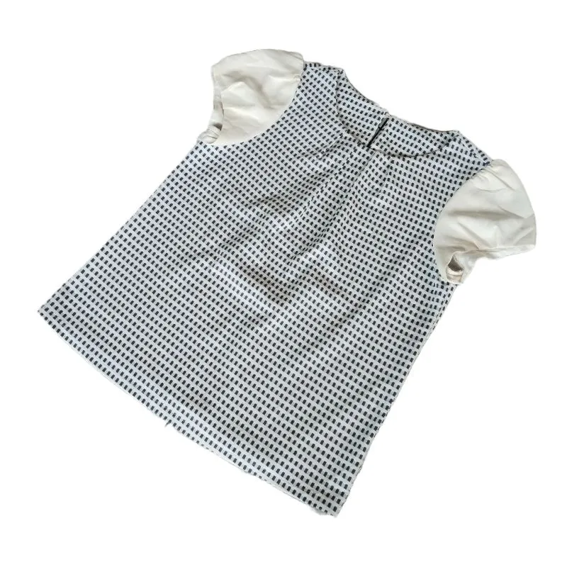 Minimalist Casual Blouse Wanita white blue photo 1