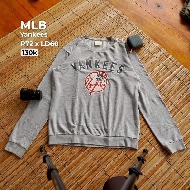 MLB Streetwear Casual Sweater Pria silver gray photo 1