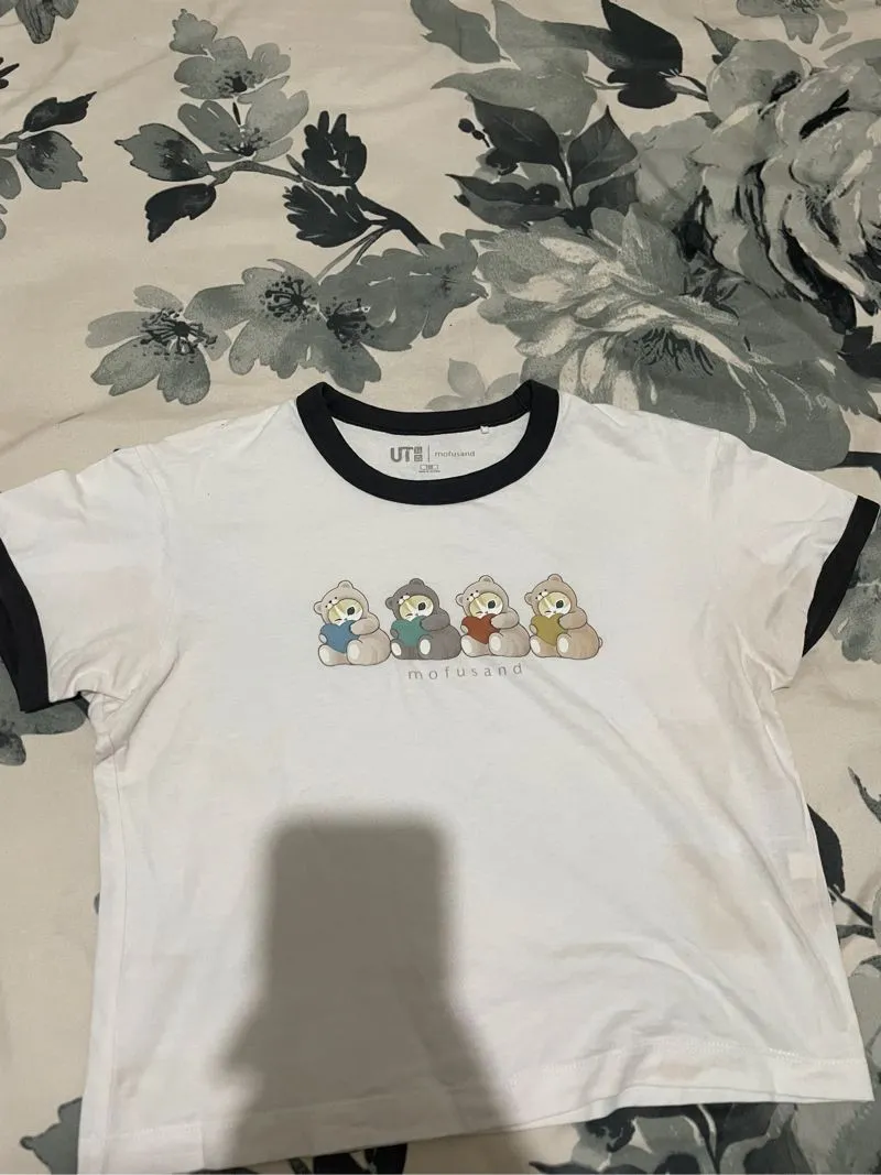 Uniqlo Lolita Casual Crop top Wanita white black photo 1