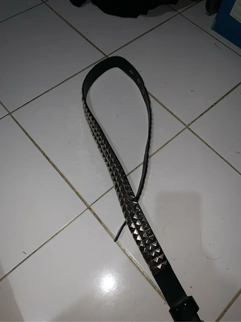 Y2K Emo Belt Pria silver black photo 1