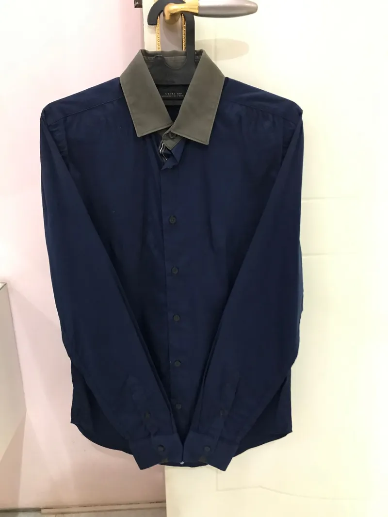 ZARA Gorpcore Casual Formal shirt Pria navy photo 1